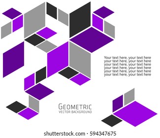 Geometric abstract background Template for cover, flyers, banners, posters and placards, can be used for presentations and books, rhombus, rectangle, polygon, gray, purple