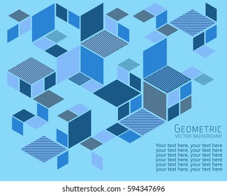 Geometric abstract background Template for cover, flyers, banners, posters and placards, can be used for presentations and books, rhombus, rectangle, polygon, blue