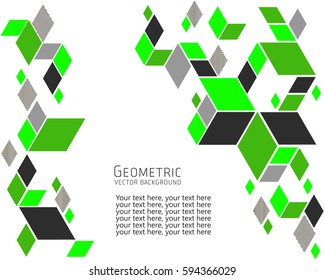 Geometric abstract background Template for cover, flyers, banners, posters and placards, can be used for presentations and books, rhombus, rectangle, polygon, white, gray, green