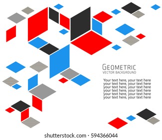 Geometric abstract background Template for cover, flyers, banners, posters and placards, can be used for presentations and books, rhombus, rectangle, polygon, white, gray, red, blue