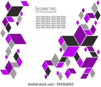 Geometric abstract background Template for cover, flyers, banners, posters and placards, can be used for presentations and books, rhombus, rectangle, polygon, white, gray, purple