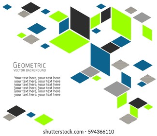 Geometric abstract background Template for cover, flyers, banners, posters and placards, can be used for presentations and books, rhombus, rectangle, polygon, white, gray, green
