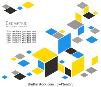 Geometric abstract background Template for cover, flyers, banners, posters and placards, can be used for presentations and books, rhombus, rectangle, polygon, white, gray, yellow, blue