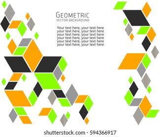 Geometric abstract background Template for cover, flyers, banners, posters and placards, can be used for presentations and books, rhombus, rectangle, polygon, white, gray, green, orange