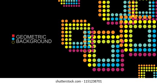 Geometric abstract background template with dot pattern in complement  colors