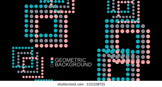 Geometric abstract background template with dot pattern in complement  colors