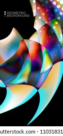 Geometric abstract background template with fluid waves in blurred colors