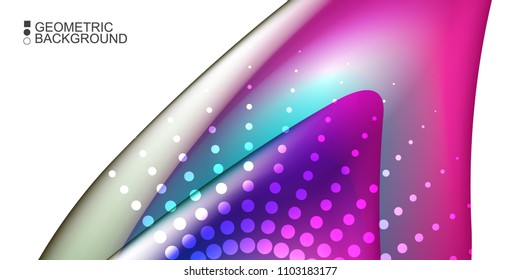 Geometric abstract background template with fluid waves in blurred colors