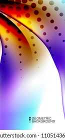 Geometric abstract background template with fluid waves in blurred colors