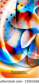 Geometric abstract background template with fluid waves in blurred colors