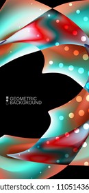 Geometric abstract background template with fluid waves in blurred colors