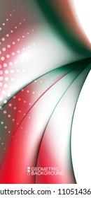 Geometric abstract background template with fluid waves in blurred colors