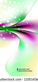 Geometric abstract background template with fluid waves in blurred colors