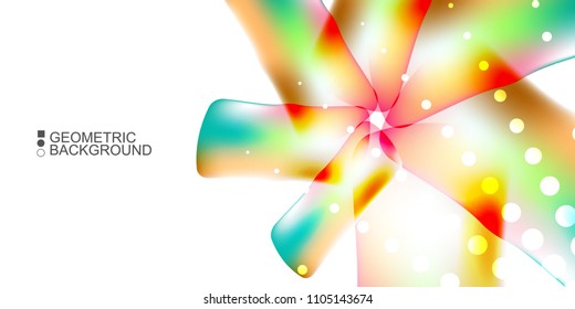 Geometric abstract background template with fluid waves in blurred colors