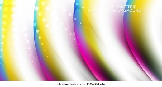 Geometric abstract background template with fluid waves in blurred colors