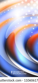 Geometric abstract background template with fluid waves in blurred colors