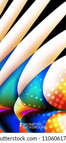 Geometric abstract background template with fluid waves in blurred colors