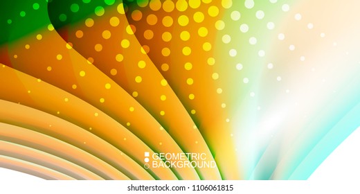Geometric abstract background template with fluid waves in blurred colors
