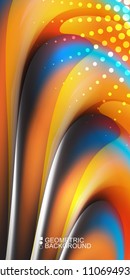 Geometric abstract background template with fluid waves in blurred colors