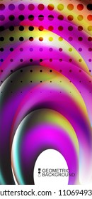 Geometric abstract background template with fluid waves in blurred colors