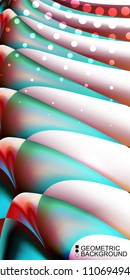 Geometric abstract background template with fluid waves in blurred colors