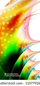 Geometric abstract background template with fluid waves in blurred colors