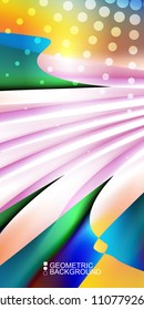 Geometric abstract background template with fluid waves in blurred colors