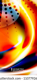 Geometric abstract background template with fluid waves in blurred colors