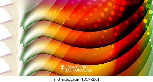 Geometric abstract background template with fluid waves in blurred colors