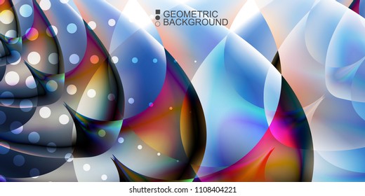 Geometric abstract background template with fluid waves in blurred colors