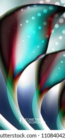 Geometric abstract background template with fluid waves in blurred colors