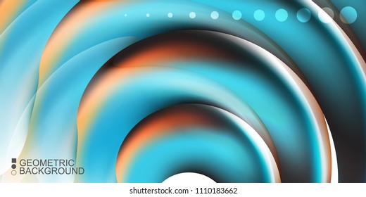 Geometric abstract background template with fluid waves in blurred colors