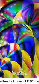 Geometric abstract background template with fluid waves in blurred colors