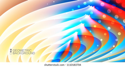 Geometric abstract background template with fluid waves in blurred colors