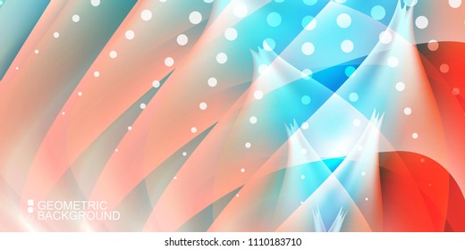 Geometric abstract background template with fluid waves in blurred colors