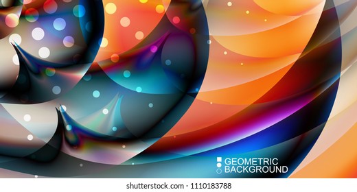 Geometric abstract background template with fluid waves in blurred colors