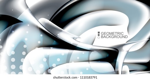 Geometric abstract background template with fluid waves in blurred colors