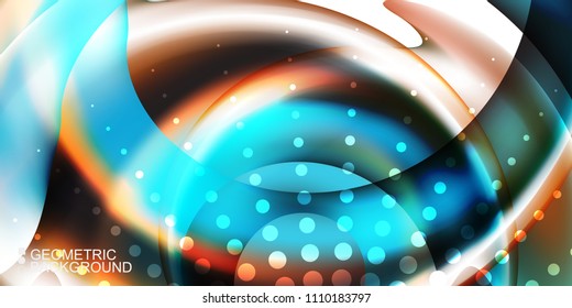 Geometric abstract background template with fluid waves in blurred colors