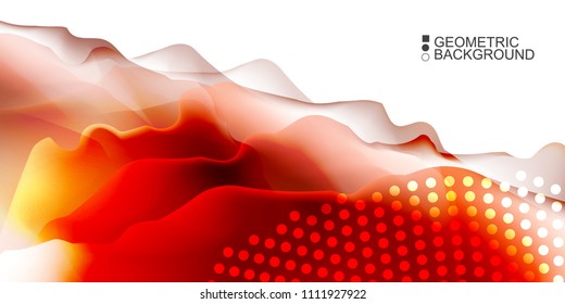 Geometric abstract background template with fluid waves in blurred colors