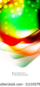 Geometric abstract background template with fluid waves in blurred colors