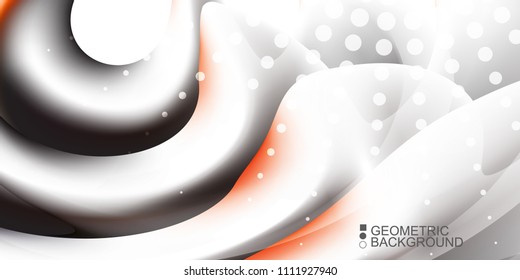 Geometric abstract background template with fluid waves in blurred colors