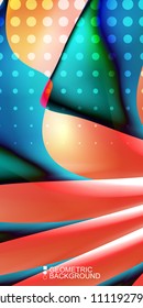 Geometric abstract background template with fluid waves in blurred colors