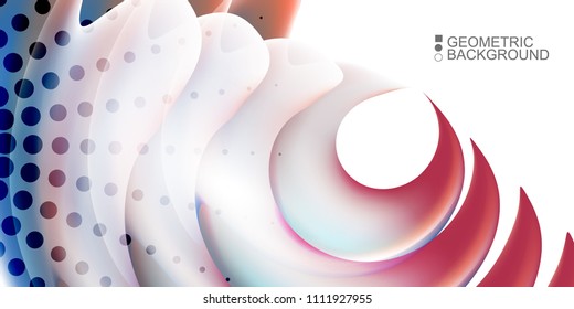 Geometric abstract background template with fluid waves in blurred colors