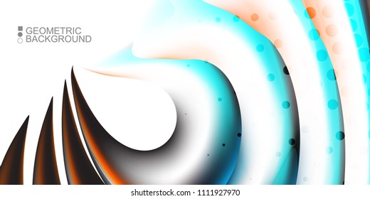 Geometric abstract background template with fluid waves in blurred colors