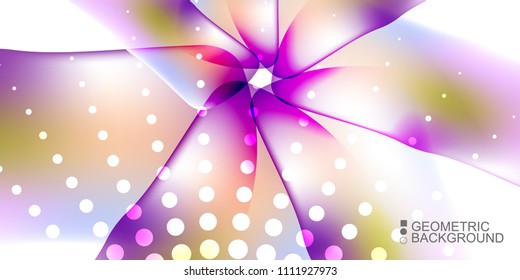 Geometric abstract background template with fluid waves in blurred colors