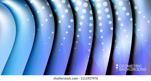 Geometric abstract background template with fluid waves in blurred colors
