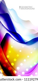 Geometric abstract background template with fluid waves in blurred colors