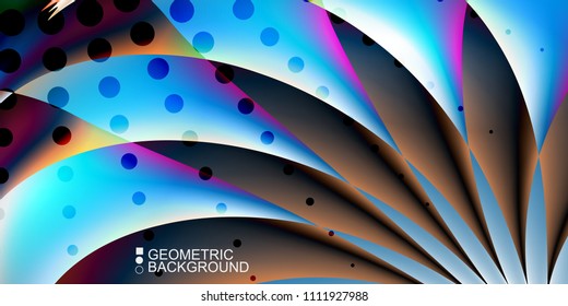 Geometric abstract background template with fluid waves in blurred colors