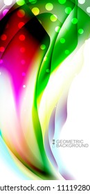 Geometric abstract background template with fluid waves in blurred colors