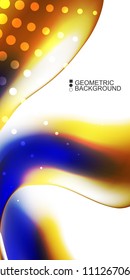 Geometric abstract background template with fluid waves in blurred colors